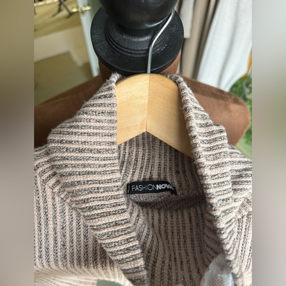 Fashion Nova Cream Cowl Neck Sweater with Ribbed Knit - Picture 5 of 5